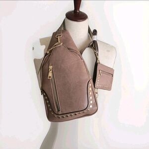 Sam And Hadley Sling Bag Gold Hardware Dusty Rose Includes Change Purse